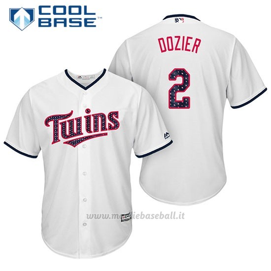 Maglia Baseball Uomo Minnesota Twins 2017 Estrellas y Rayas Brian Dozier Bianco Cool Base